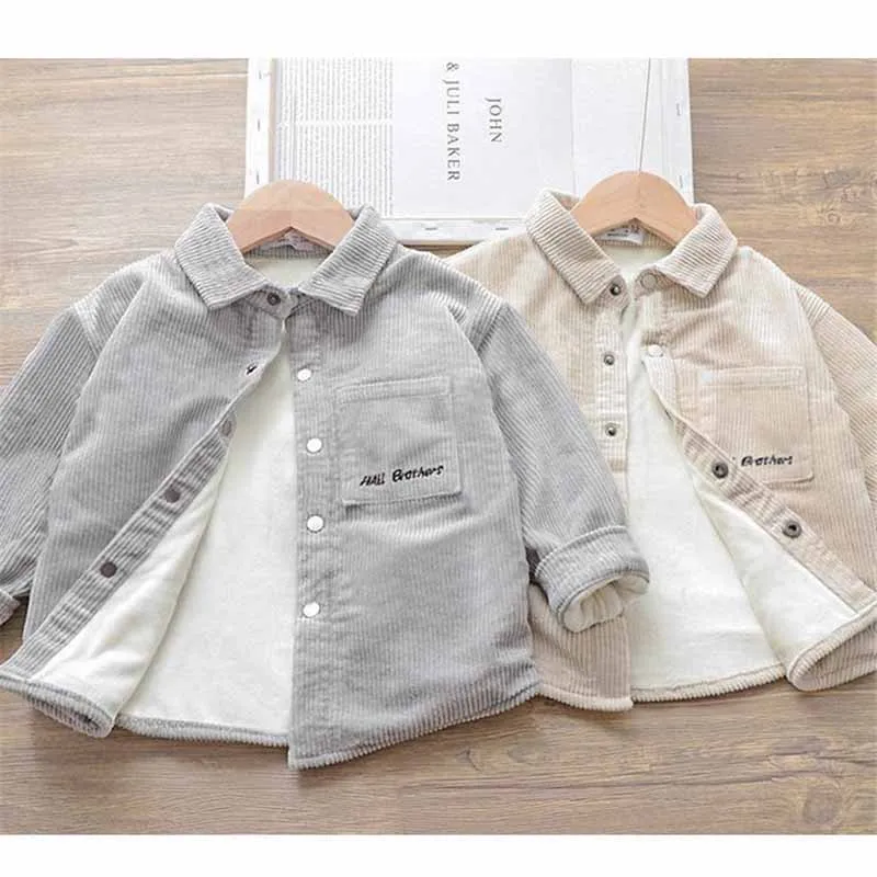 

Теплая блузка для мальчиков, пальто, детские флисовые толстые вельветовые куртки, повседневная верхняя одежда для малышей, детская одежда, От 2 до 8 лет