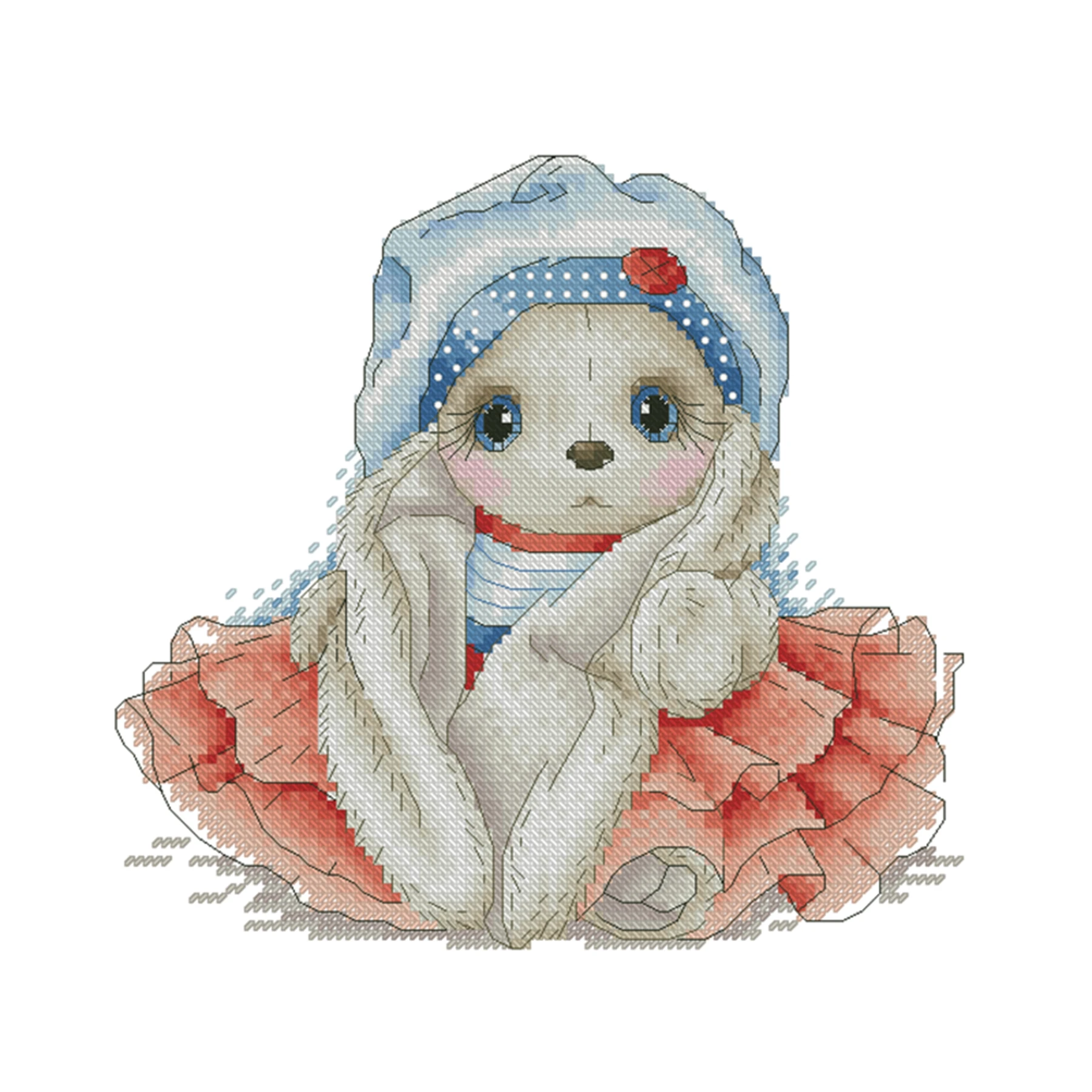 The cross-stitch set 28CT, 18CT, 14CT and 11CT can be selected as the hand-made material pack of printed fabric saga Navy Rabbit