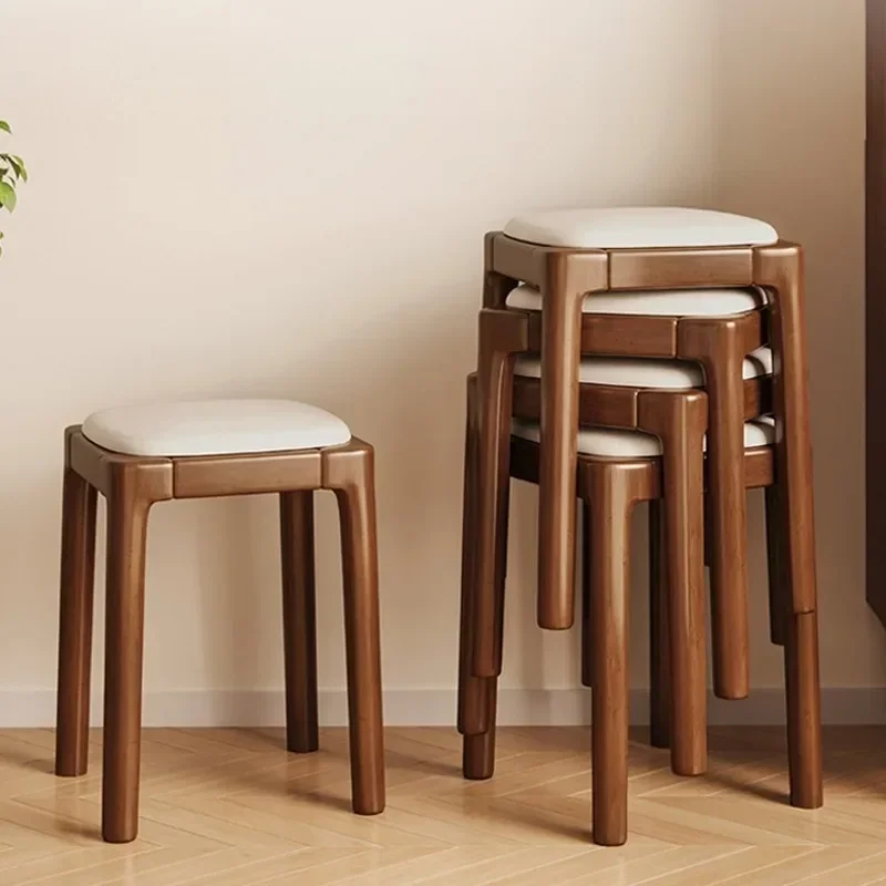 Ultra-Comfortable Soft Cushion Stool Cloud-Like Seating Stackable Restaurant High Stool Solid Wood Home Seate Modern