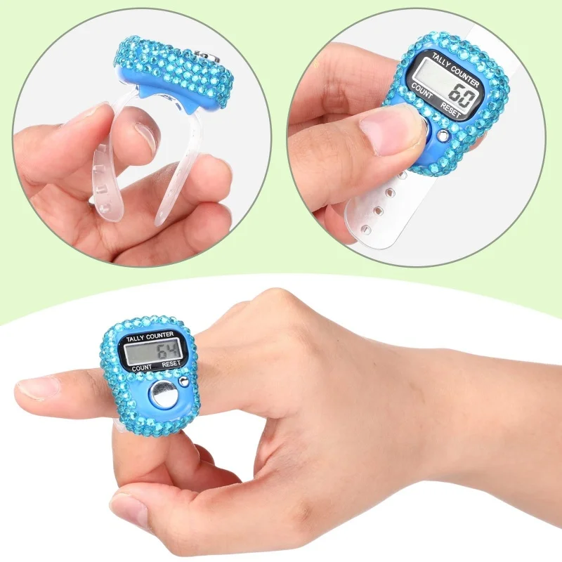 Contatore elettronico ripristinabile da 3 pezzi, comodo contatore con clicker per dito, contatori di conteggio con display digitale portatile