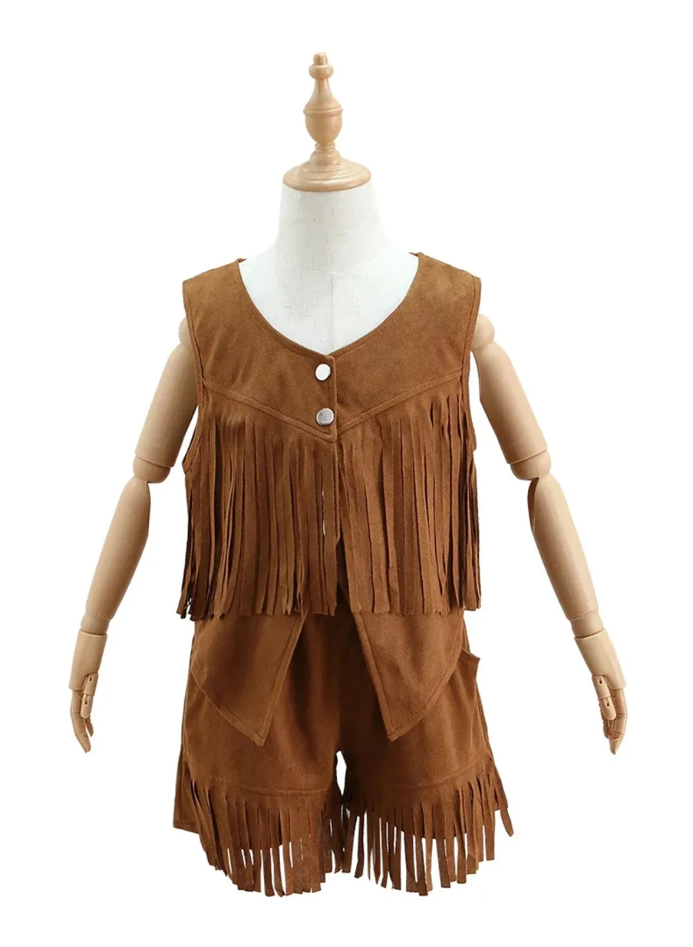 

Костюм ковбоя для девочек: жилет с бахромой, брюки и шляпа (комплект)