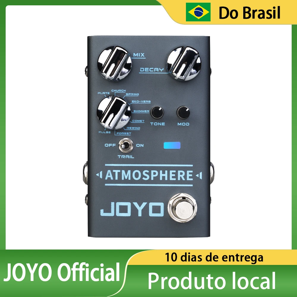 Pedal de Reverb JOYO R-14 ATMOSPHERE com 9 Tipos de Reverb Digital Integrados, Efeitos de Modulação e Função Trail para Uso ao Vivo/Estúdio