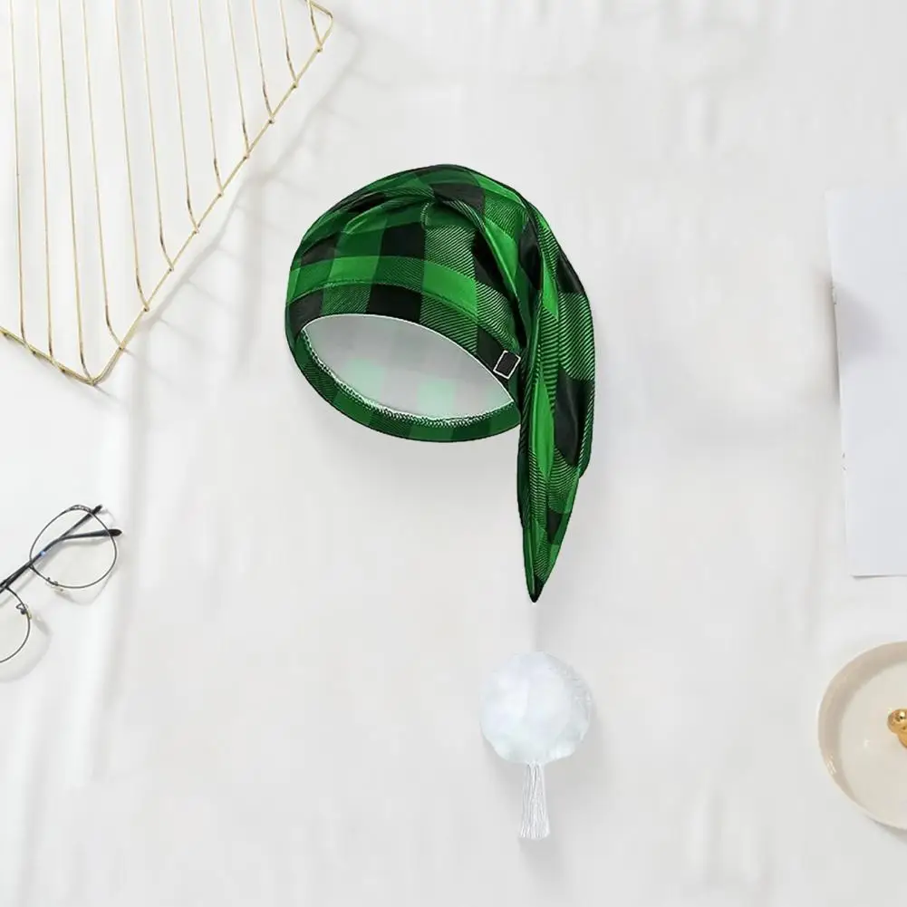 

Christmas Hat Large Head Circumference Christmas Hat Buffalo Plaid Santa Hat with Pom Ball Tassel for Men's Night for Winter