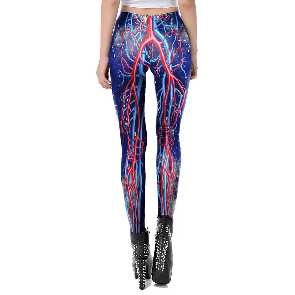 Nadanbao Funny Halloween Holiday Party Leggings Women Human Blood Vessel Printing Pants Sexy Elastic Tights Trousers