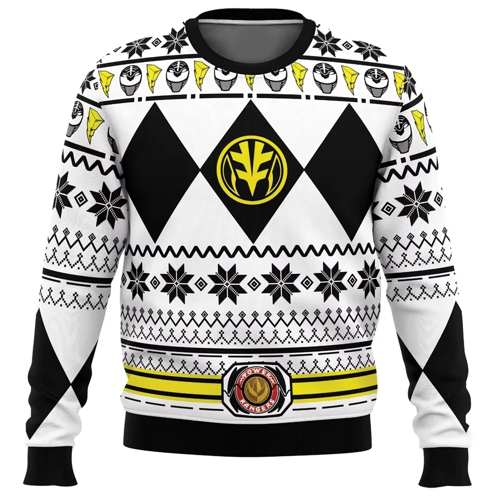 Men's and Women's Autumn New Mighty Morphin Multi Color Ranger Power Ranger Christmas Christmas Party Pullovers