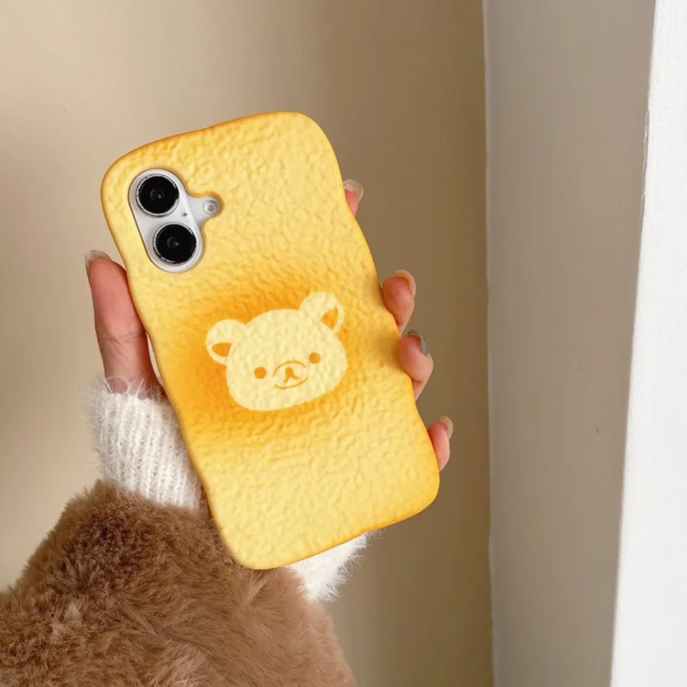 3D Cartoon Bread Rilakkuma Cute Phone Case Soft Silicone Cover For iPhone 16 15 14 13 12 Pro Max 11 X XR XS Max 6 7 8 Plus SE