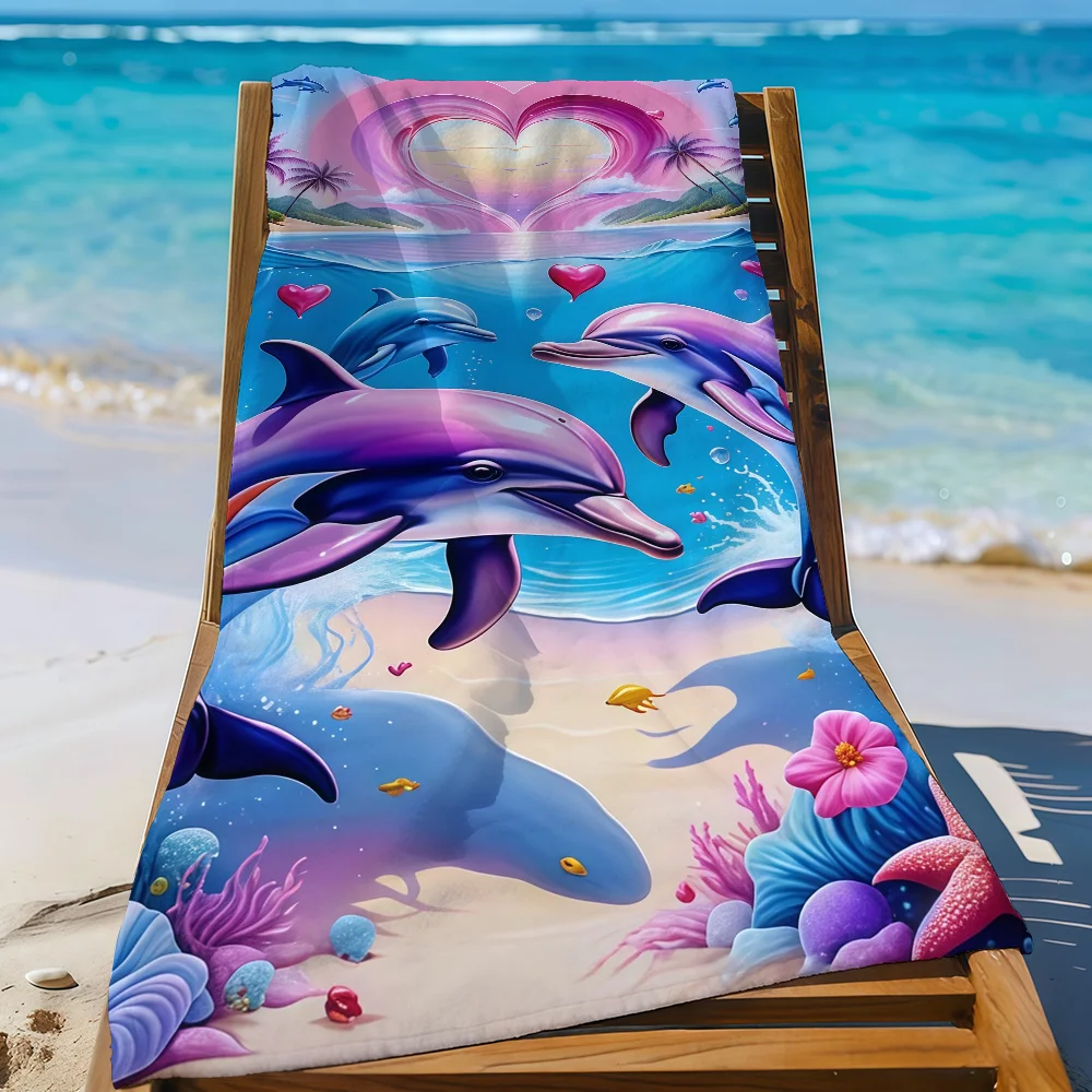 Tropical dolphin printed LOVER Towel Quick Drying Beach Towels Are Suitable For Swimming Pools Camping Yoga And The Gym