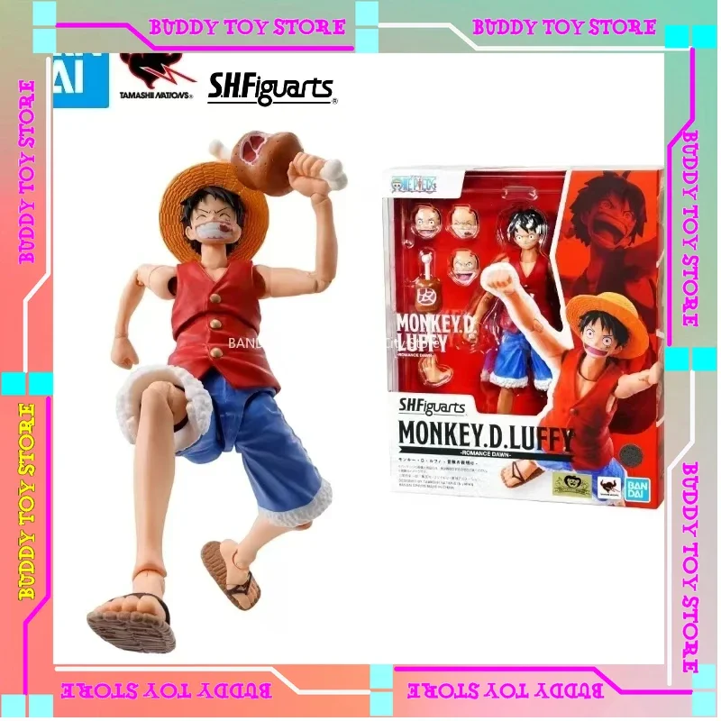 Auf Lager Bandai Original One Piece S.H.Figuarts MONKEY.D.LUFFY ROMANCE DAWNLuffy Anime Actionfiguren Spielzeug Sammlungen Geschenke