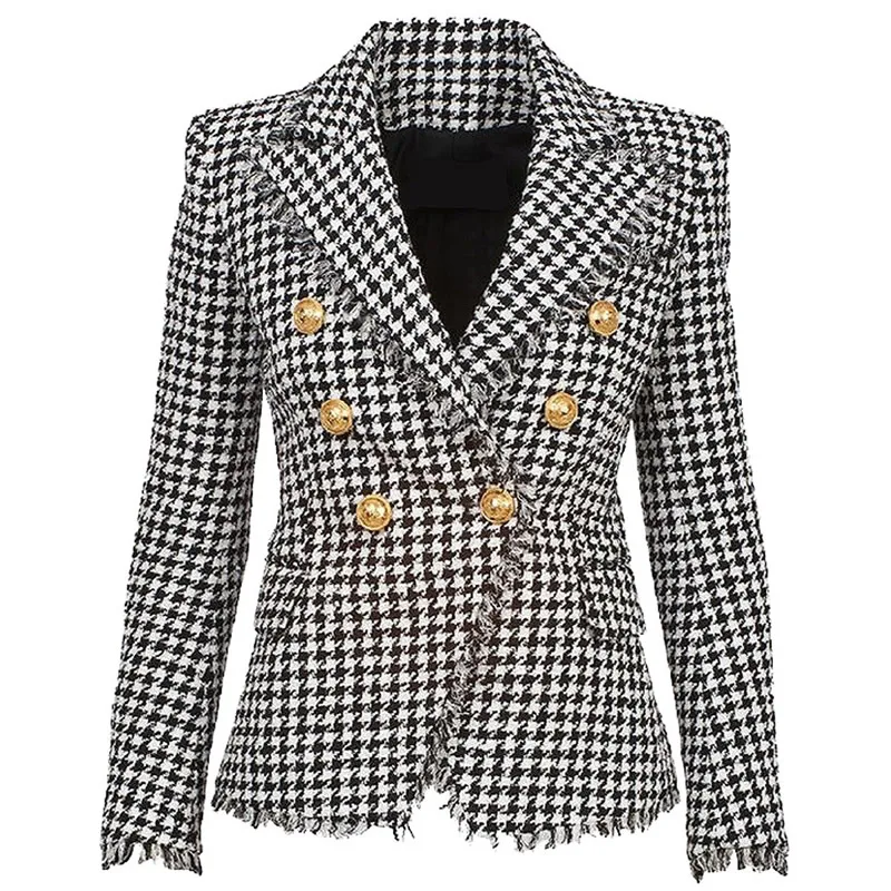 

New Women Turn-Down Collar Long Sleeve Coat Office Lady's Plaid Coat