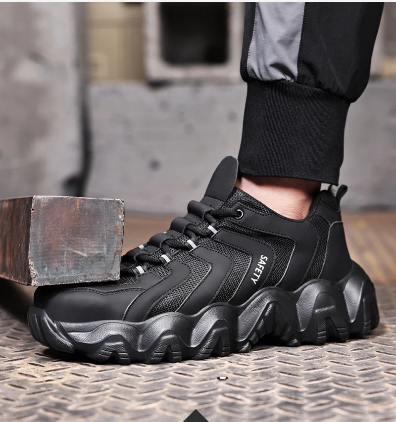 Lightweight Comfortable Indestructible Safety Shoes Men Steel Toe Shoes Puncture Resistant Men Shoes Protective Work Shoes
