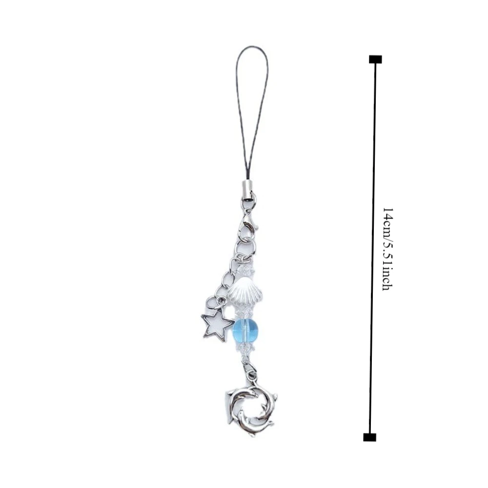 Acrylic Koi Star Phone Charm DIY Handmade Beaded Shell Dolphin Mobile Phone Chain Hanging Cord Short