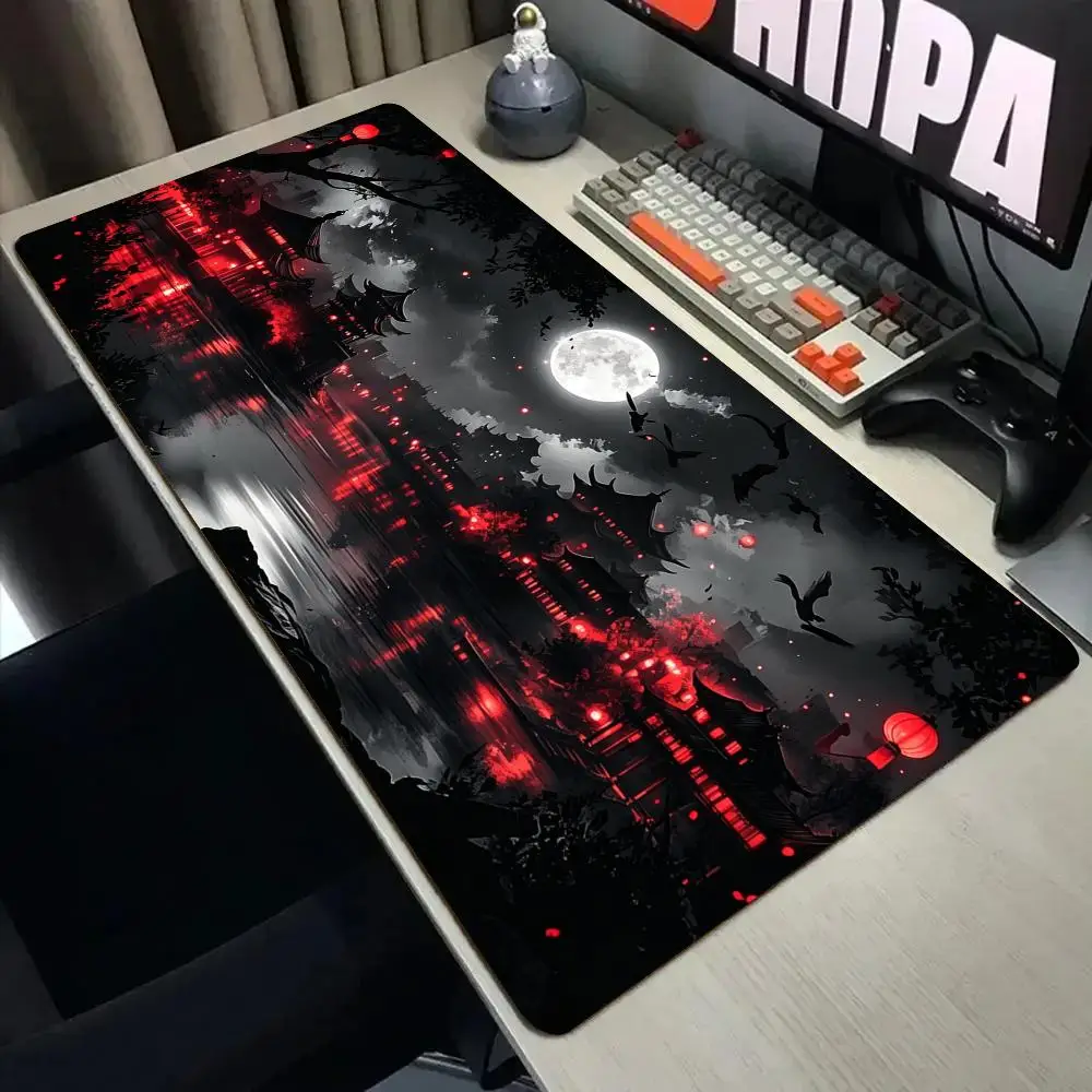 Dark fantasy landscape Mouse Pad Desk Mat with Stitched Edge XXL Mousepads Rubber Anti-slip Gamer Keyboard Rug Gaming Mats