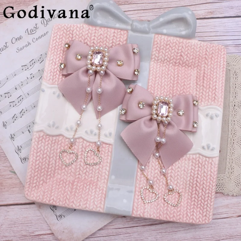 

Японские милые милые женские аксессуары для волос в стиле Лолиты ручной работы со стразами и жемчугом, кисточка, заколки для волос, украшения для волос