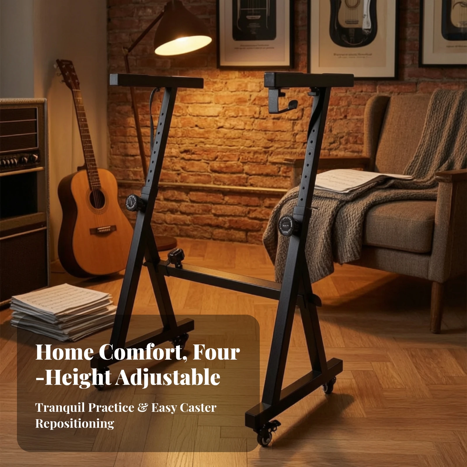 Cross-Style Keyboard Stand Universal Keyboard Stand with Wheels Heavy-Duty Long-Lasting for Pianists, Home Studio, Stage