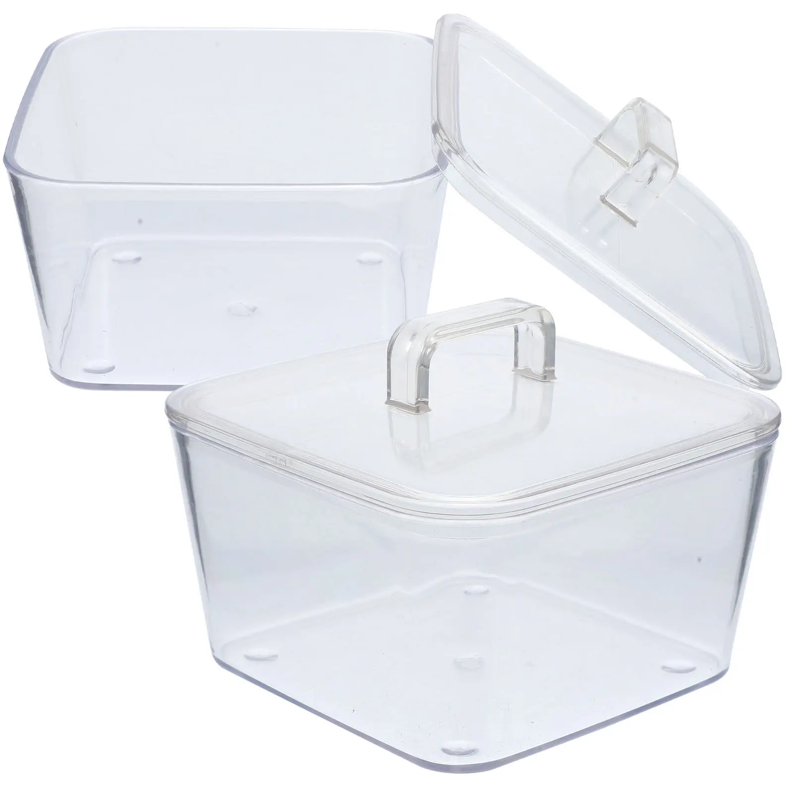 2Pcs Clear Snack Storage Bowl Transparent Small Dessert Fruit Bowl Lid Container Multi-Function Food Organizer