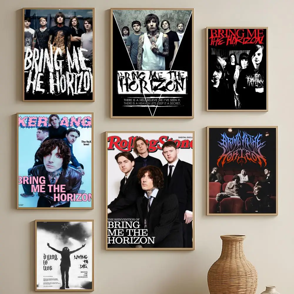 Rockband-Poster „Bring Me The Horizon“, HD, selbstklebende, wasserfeste Wandkunst, einfach anzubringen, Dekoration für mehrere Szenarien