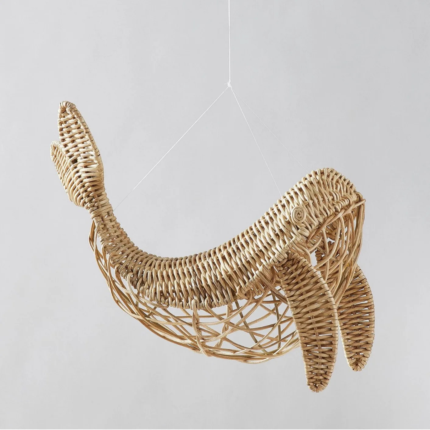 Handmade rattan whale children\'s room decoration photography props home decoration woven hanging accessories