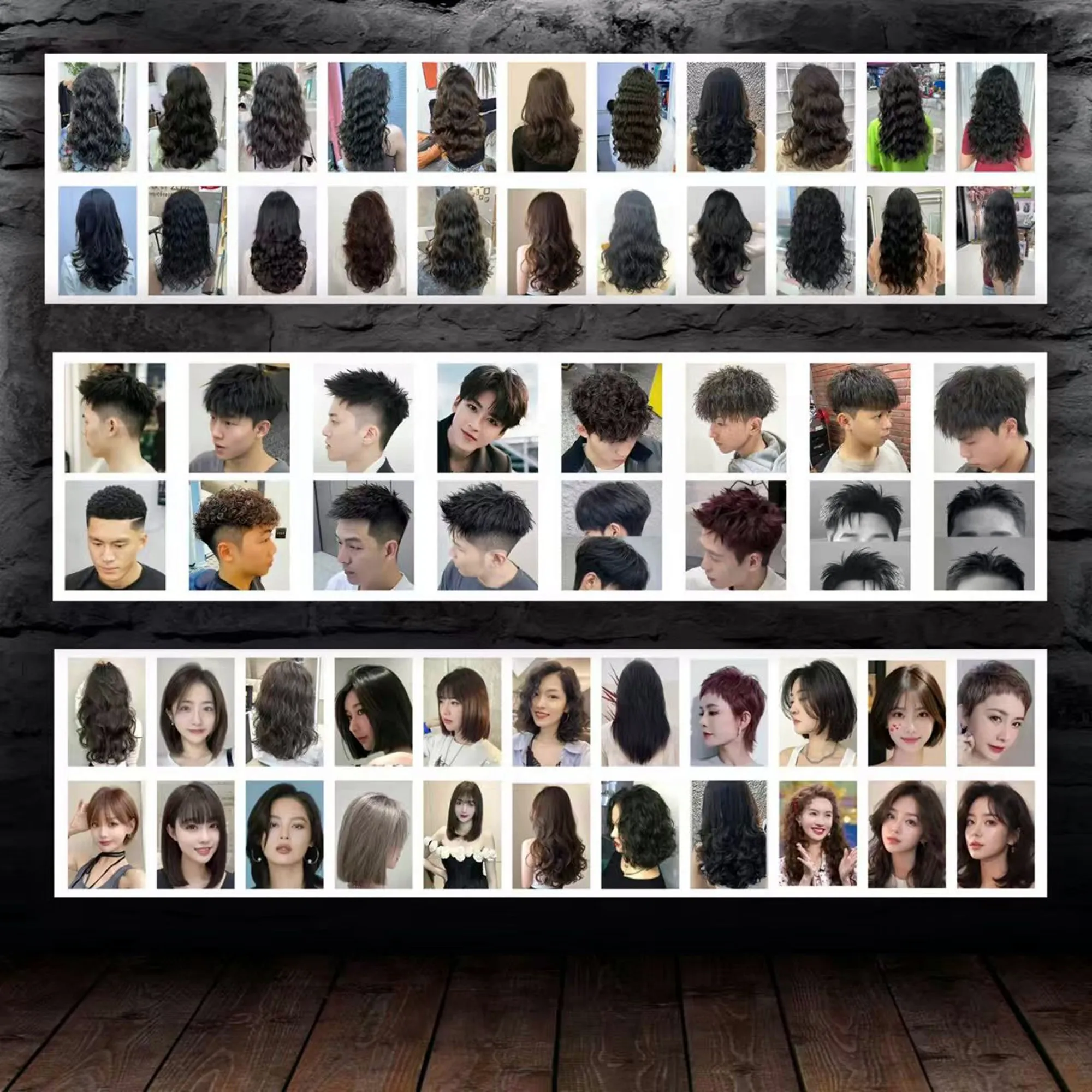 Fashion Hair Styling Poster Print, PP Back Glue Sticker, No Frame Painting Art, Barber Shop Salon Wall Decor for Hairdressing
