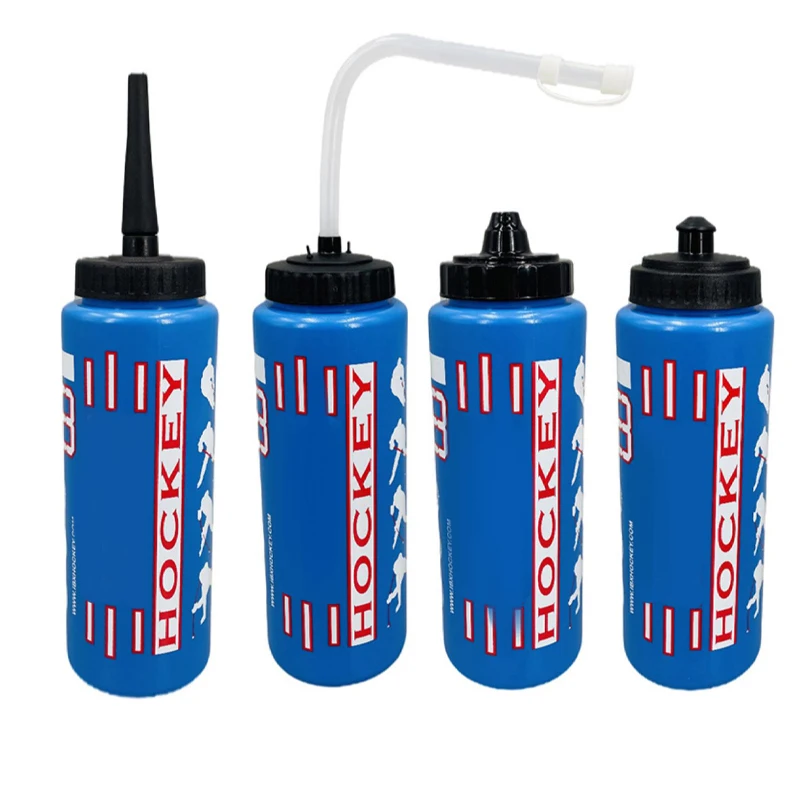 1L Hockey Squeeze Water Bottles Hydration Baseball Boxing Cycling Softball Lacrosse Sports Water Cup with Long Straw / Spray Cap