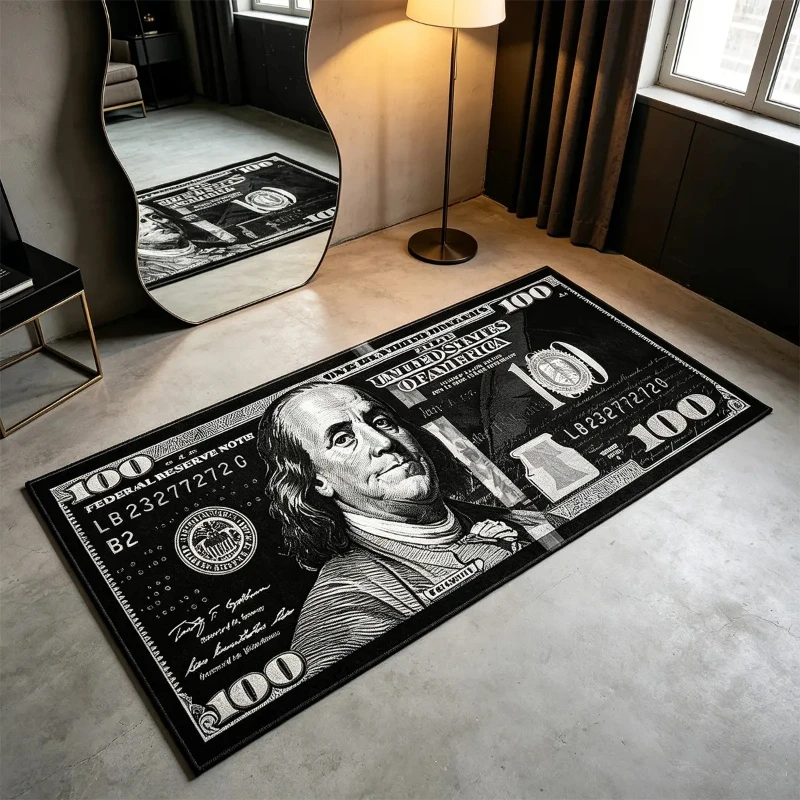 VIKAMA American $100 USD Carpet Anti Slip Washable Fun Money Floor Mat Bedroom Living Room Home Decoration