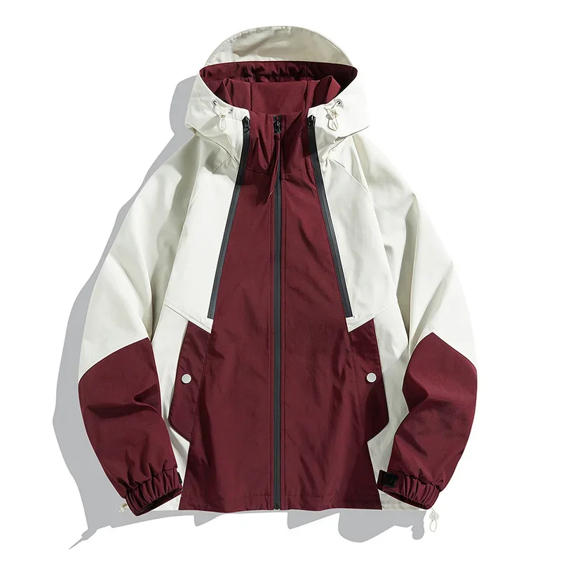 Spring Autumn Mens Autumn Windbreaker Ourdoor Hooded Coats Male Vintage Jackets Women Contrast Color Windbreaker Streetwear Coat - view 3
