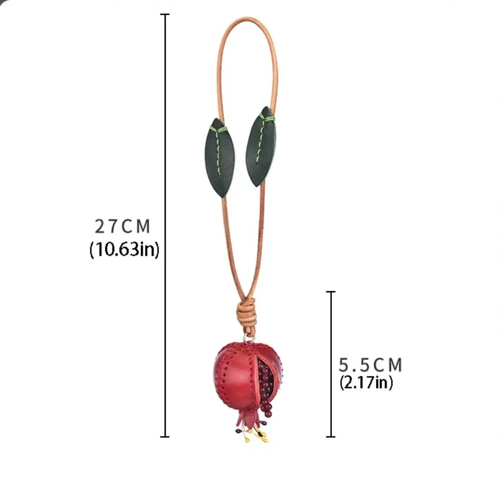 لطيف الفاكهة الرمان قلادة شماعات اليدوية بولي Leather الجلود المفاتيح الإبداعية الفراولة حقيبة قلادة النساء #5