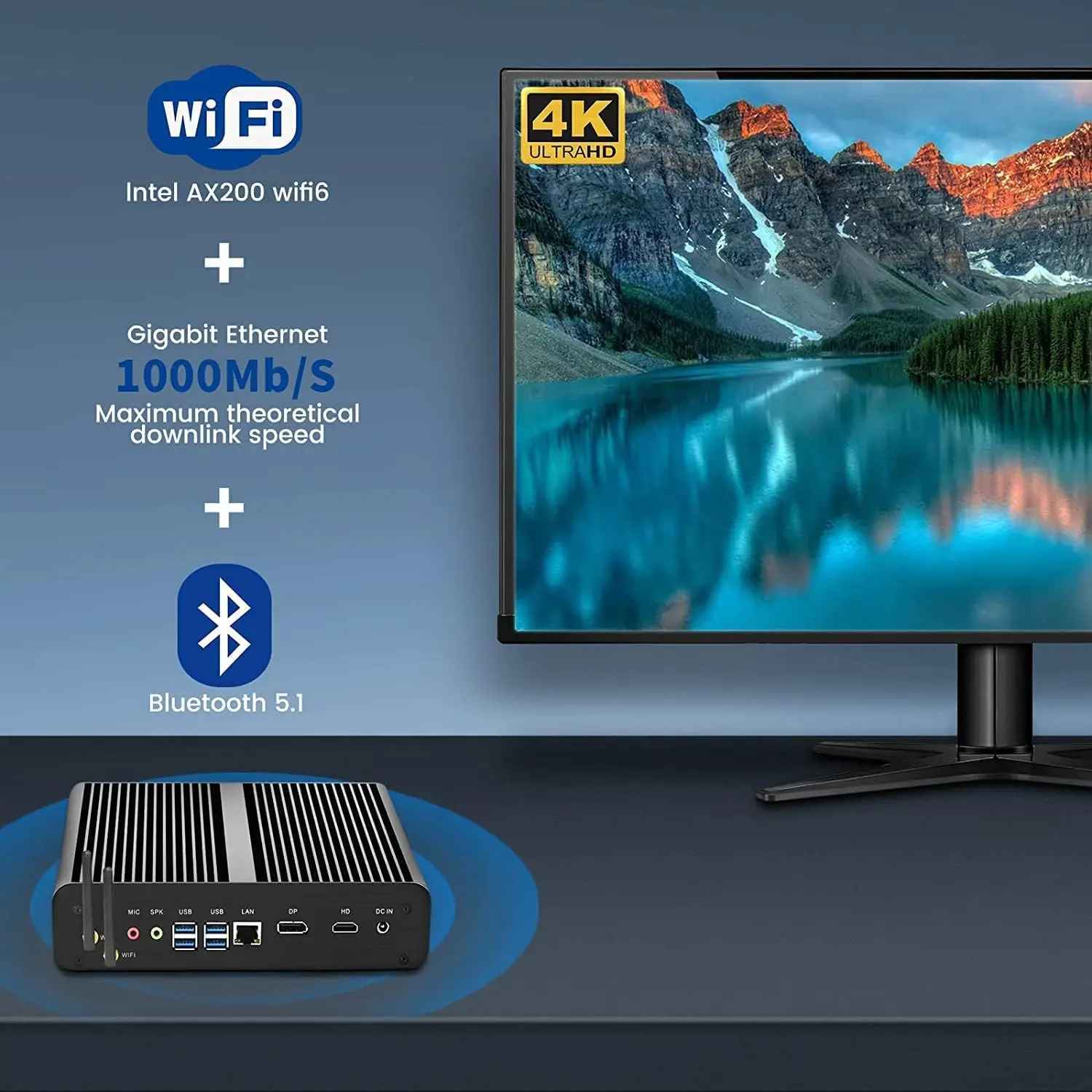 Partaker 12th Gen Alder Lake Fanless Mini PC Intel Core I7 1255U 1260P 1165G7 10510U HD DP Win 11 Gaming Desktop Computer WiFi