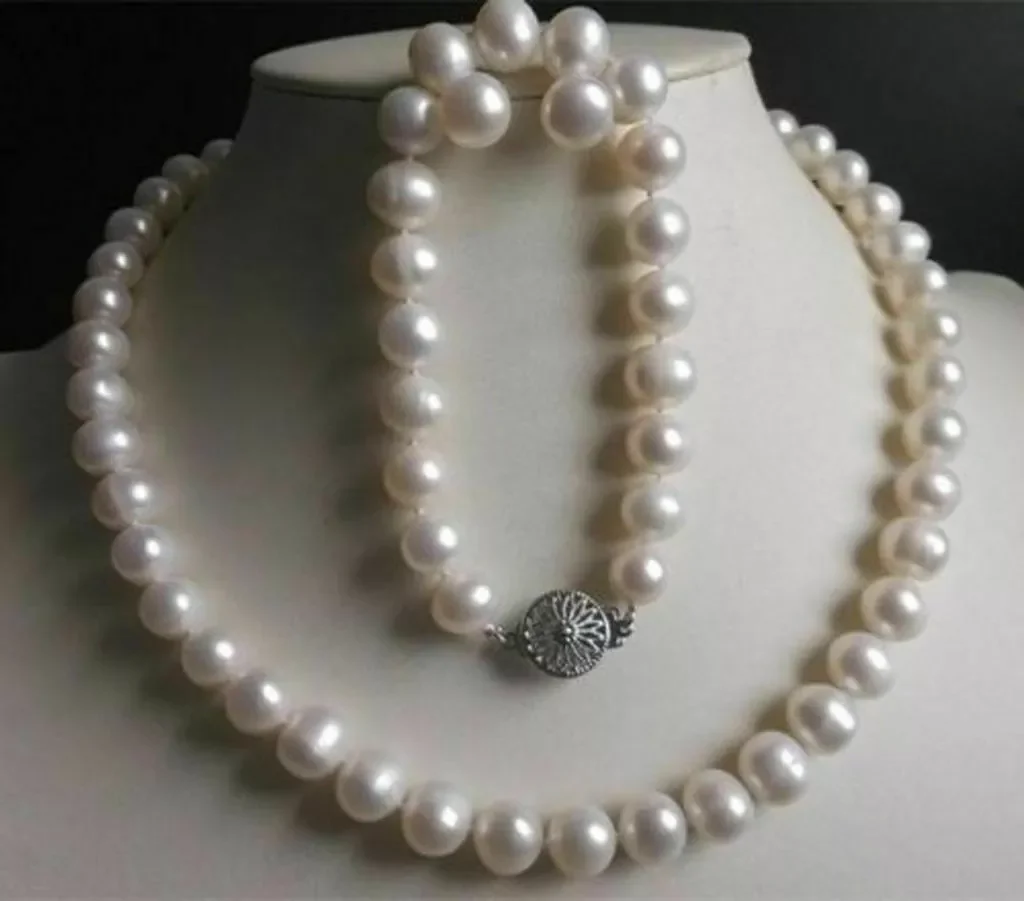 

Hot selling AAA 9-10mm AKOYA white pearl necklace bracelet earring set, 14Kp gold 18/20 inch