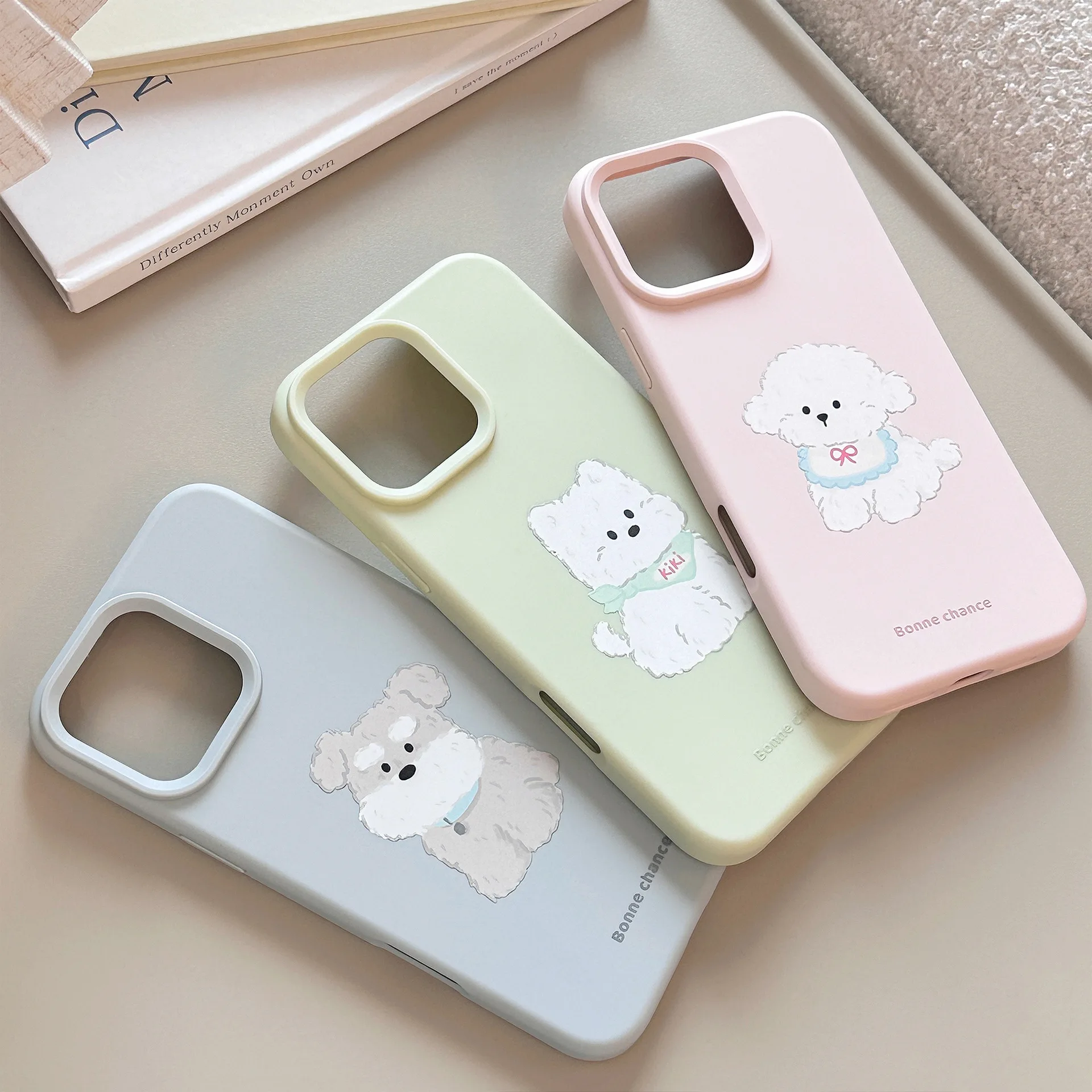 Koreanische Nette Cartoon Welpen Muster Telefon Fall Für iPhone 16 15 14 13 12 Pro Max Weiche Silikon Stoßfest Stoßstange zurück Abdeckung Funda