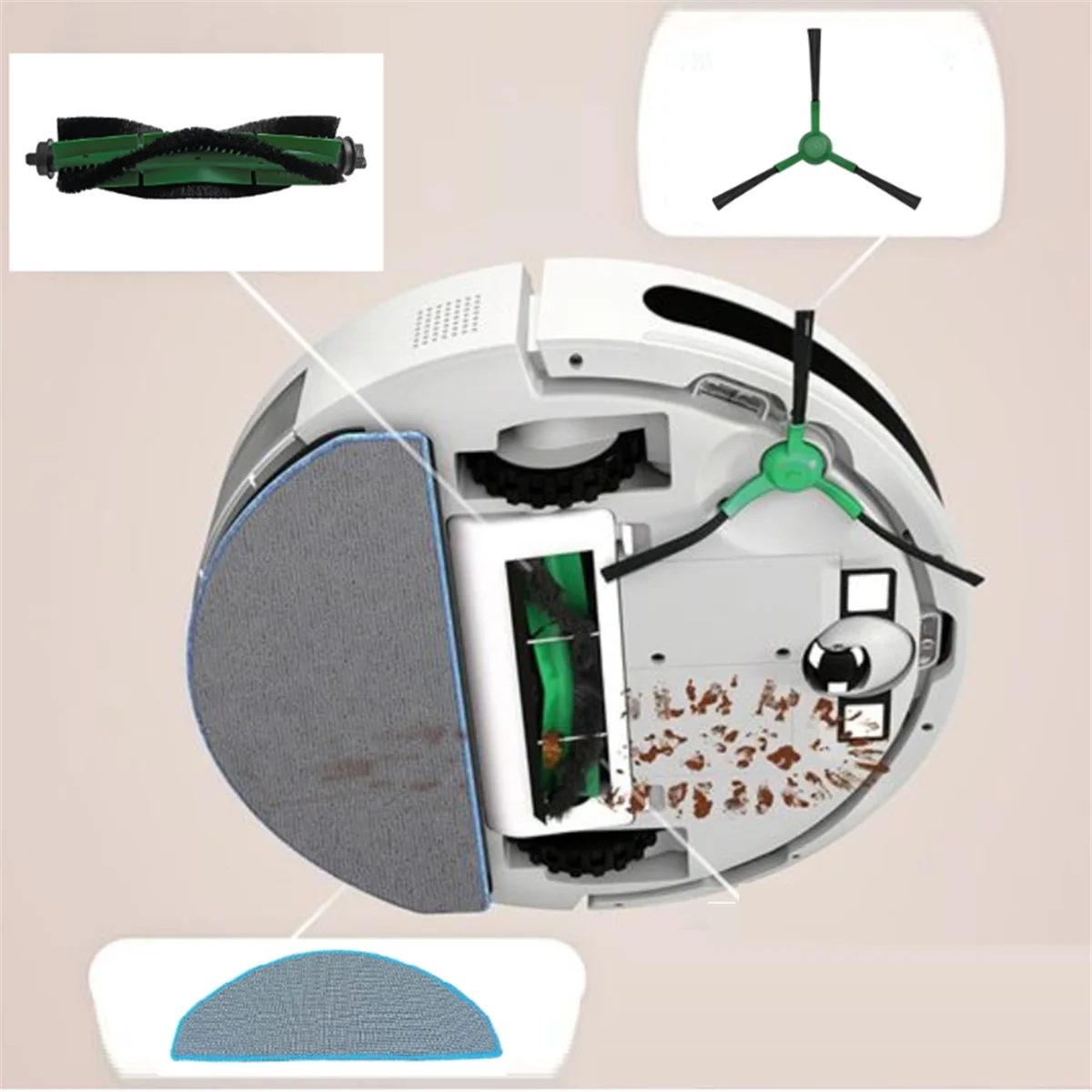 مجموعة ملحقات مكونة من 9 قطع لـ IRobot Roomba Combo Essential / Vac Essential Y0112 مكنسة كهربائية فرشاة جانبية رئيسية ممسحة مرشح