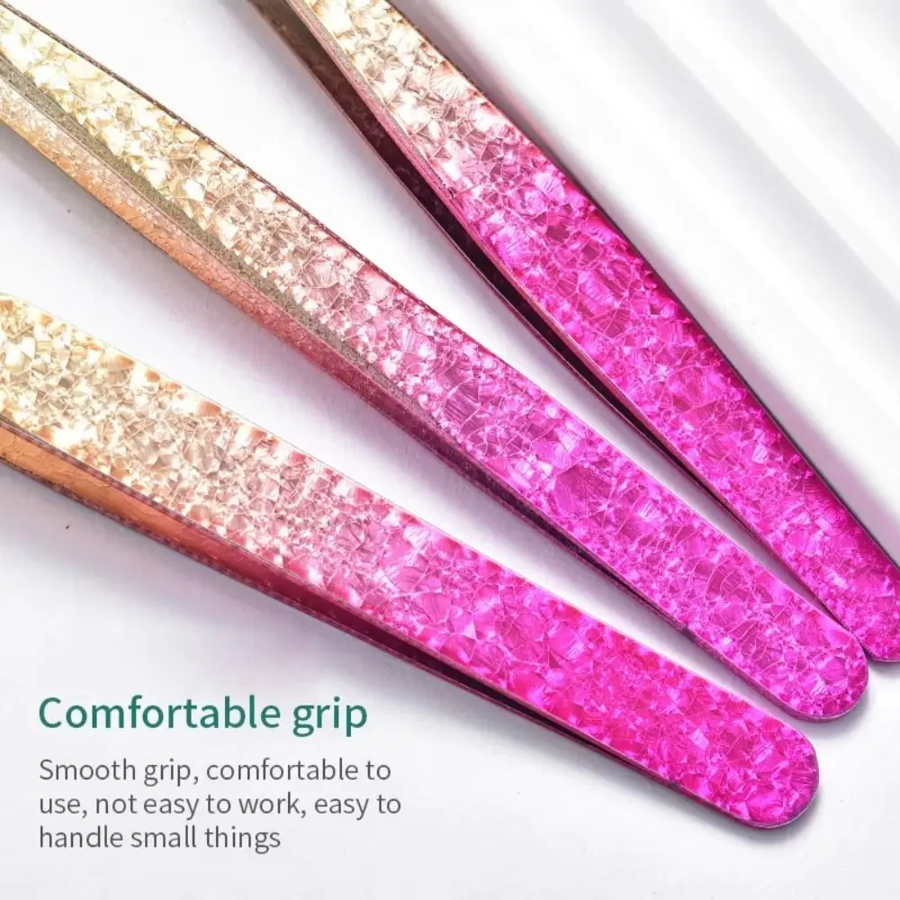 Ice Flower Texture Eyelash Extension Tweezers Solid Stainless Steel Ultra-fine Tightly Aligned Tips Lash Grafting Tool