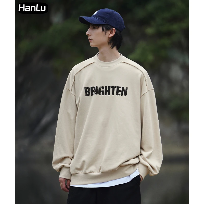 Autumn and Winter New Men's and Women's Black Sweatshirt American Street Fashion Retro Loose Rag Design Couple Pullover