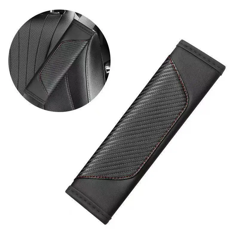 【DM】2Pcs PU Leather Safety Seat Belt Shoulder Cover Breathable Protection Padding Pad Interior Access Car Accessories - view 3