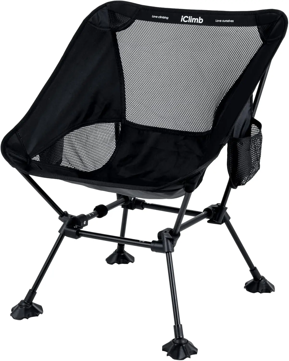 

Ultralight Compact Camping Folding Beach Chair with Anti Sinking Large Feet and Back Support Webbing Black Square Frame