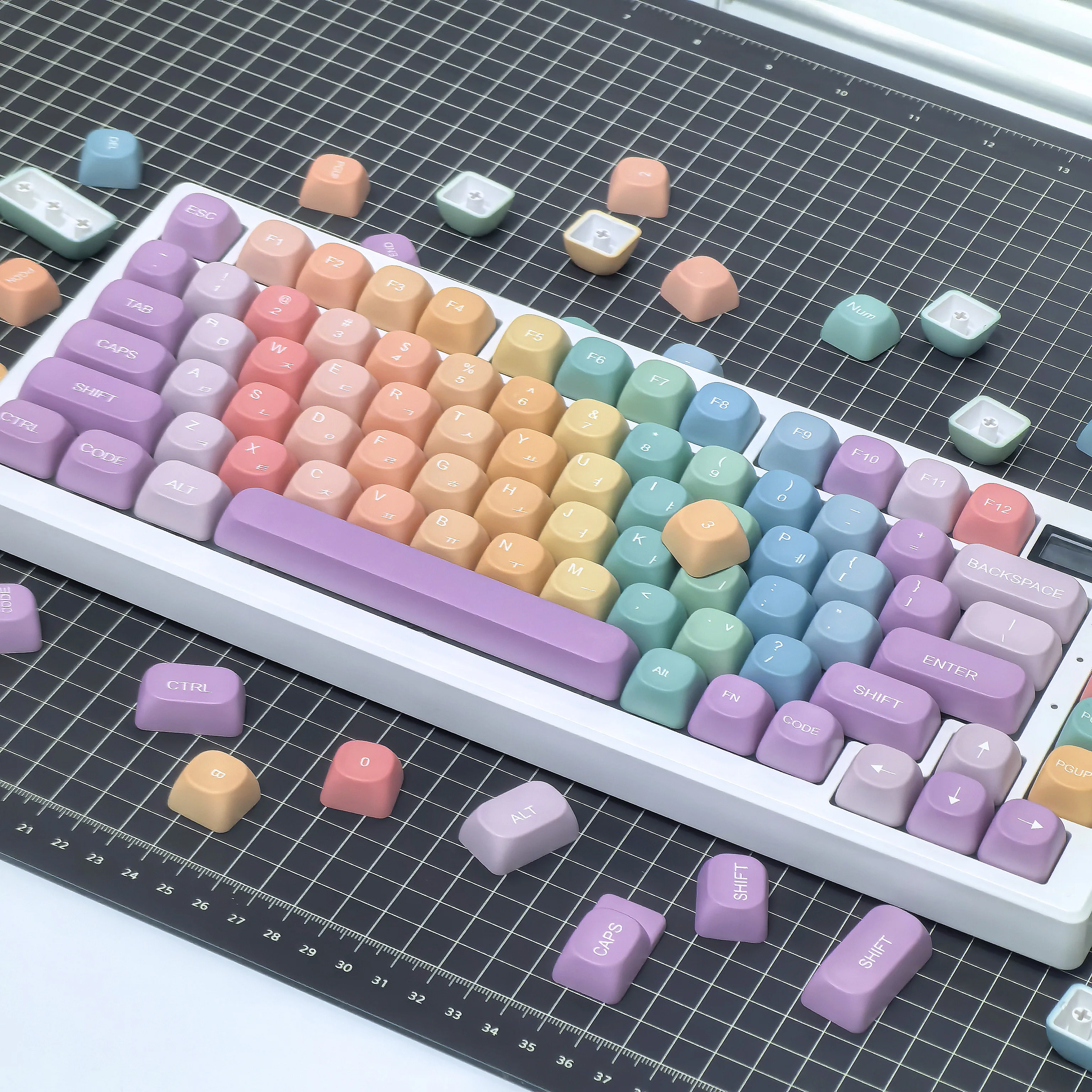 Arco Iris MOA coreano Keycap 126Key lindo caramelo colorido personalizado PBT Keycaps sublimación de tinte ruso Keycap para teclados mecánicos