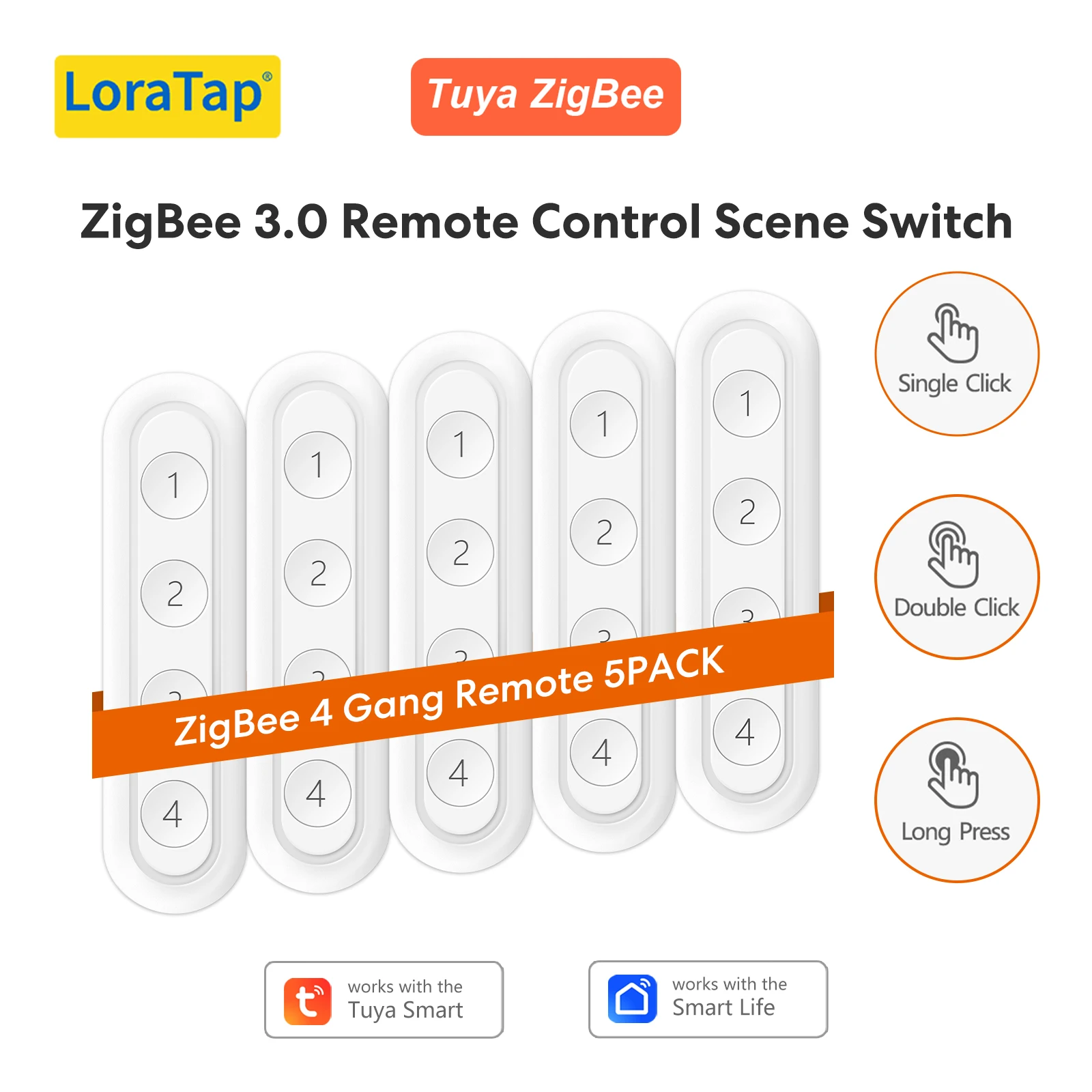 LoraTap Tuya ZigBee 4 Gang Scene Switch Remote Smart Life App Remote Control 12 Different Smart Scene Controls Easy to Use