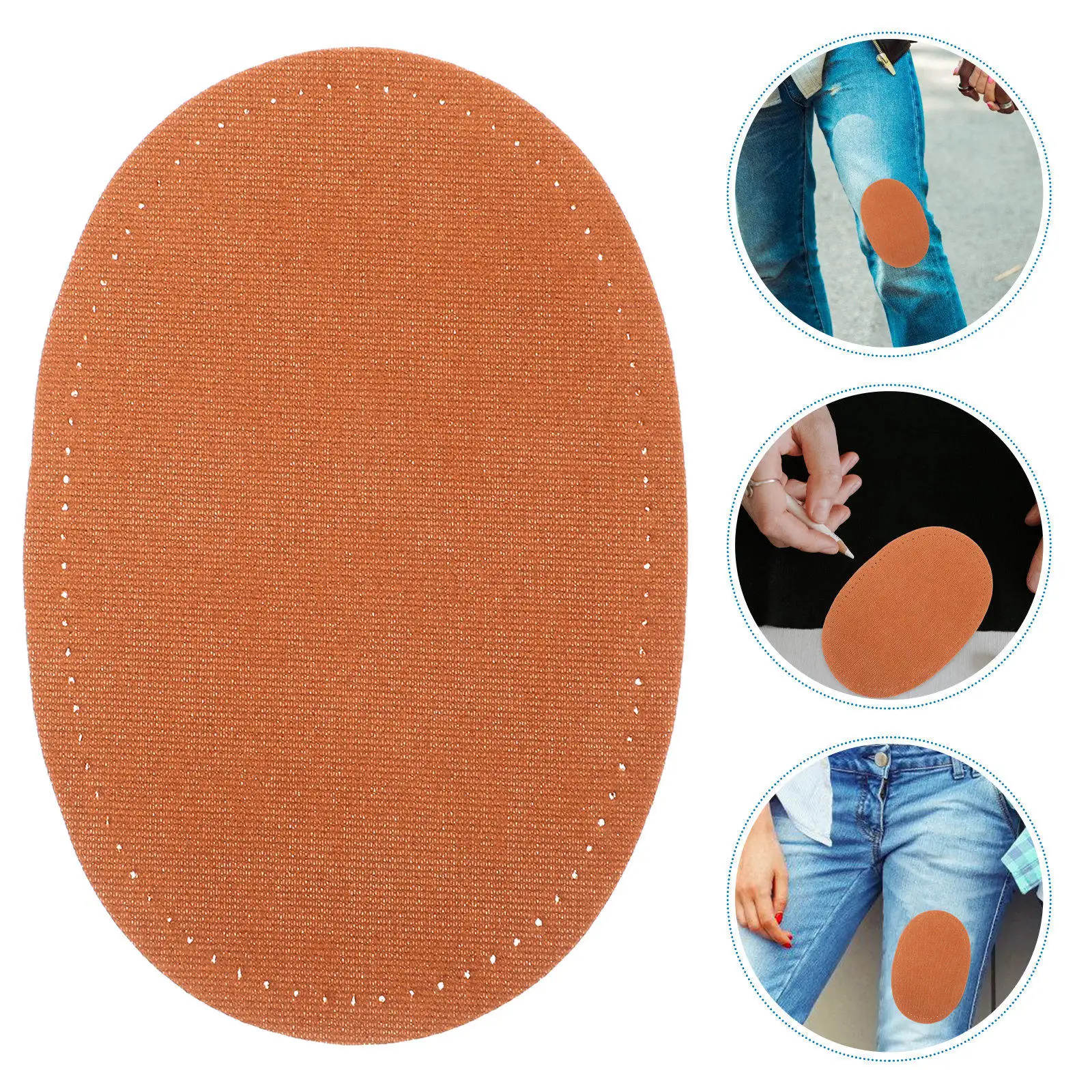1Pair Soft Breathable Suede Elbow and Knee Patches Oval Shape Pre Drilled Holes for Sports Basketball Soccer Tennis Protection