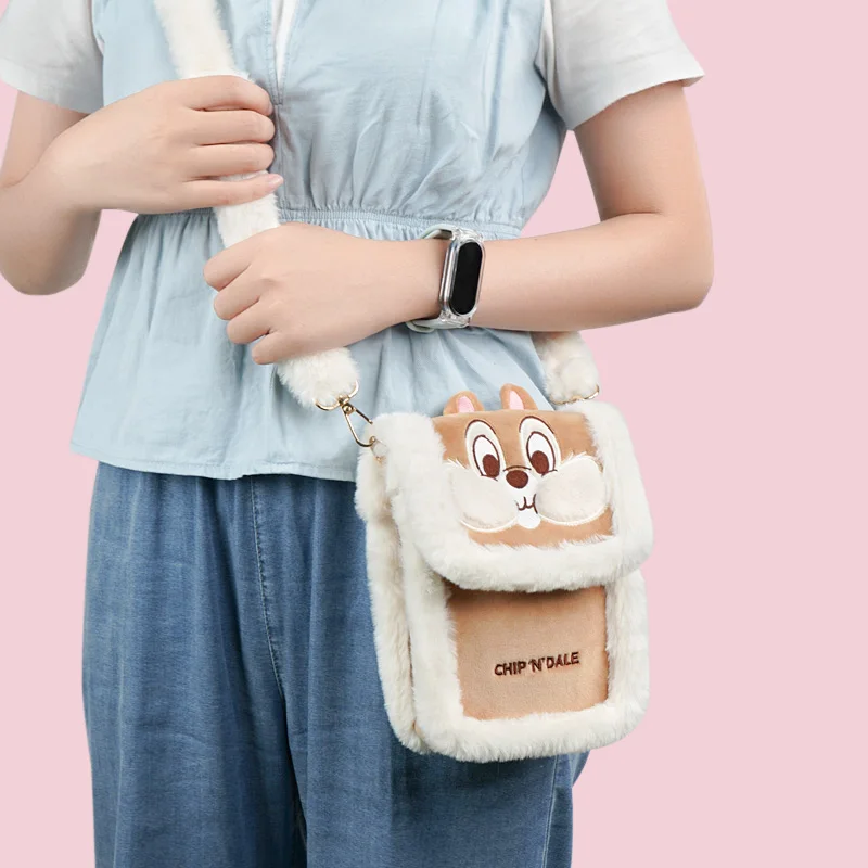 

genuine potdemiel Stisch Strawberry Bear Pikachu Chip Anime Plush Bag Kawaii Crossbody Bag Cute Mobile Phone Bag Holiday Gift