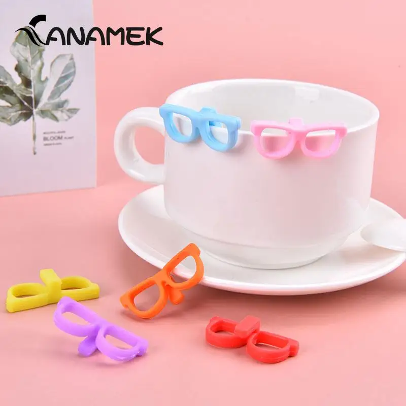 6pcs Wine Glass Marker Silicone Glass Tongue Shape Glasses Tag Wine Charms Glasses Identifier Marker Cups Glasses Markers