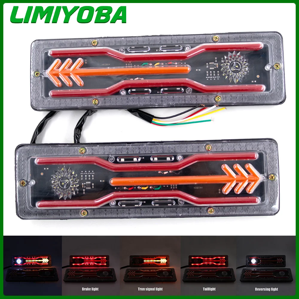 

2Pcs 12V 24V LED Truck Rear Lamp Tail Lights Mulfunctions Reversing Lighting Brake Light Stream Turn Signal for Lorry Trailers