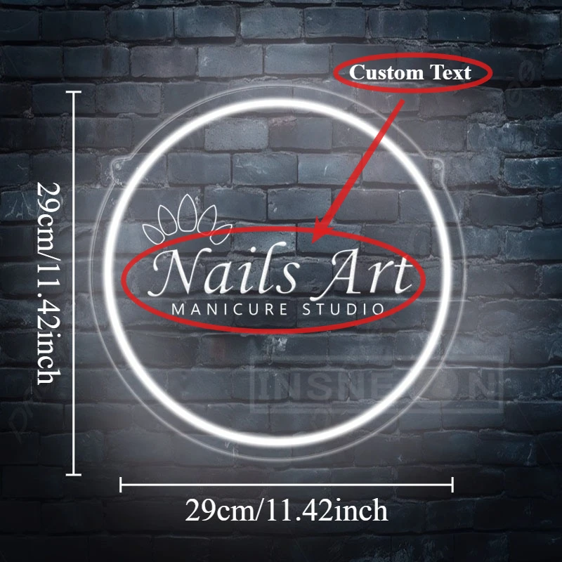 Customizable USB-Powered Nail Art Neon Sign Switch Control Battery-Free Multipurpose Decor for Gifts Salons Stores Clubs Design