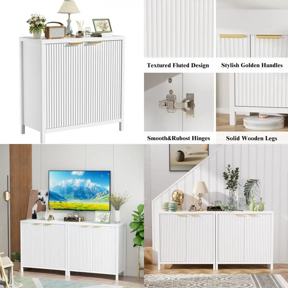 Buffet Cabinet with 31 Storage Spaces, 2 Doors, Adjustable Shelves for Dining Room, Kitchen, Living Room Use