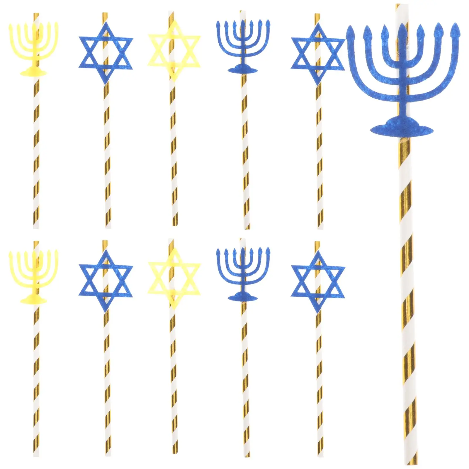 

20 Pcs Paper Straws Disposable Drinking Hanukkah Party Long Straws Safe Reliable Practical Soda Coffee Tea Christmas Decor