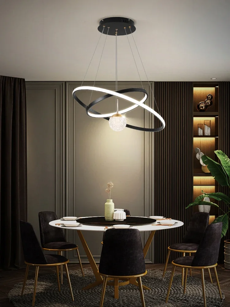 LED الثريات لغرفة المعيشة الحديثة غرفة الطعام المستديرة المطبخ جزيرة بريق قلادة أضواء تركيبات ديكور المنزل إضاءة داخلية