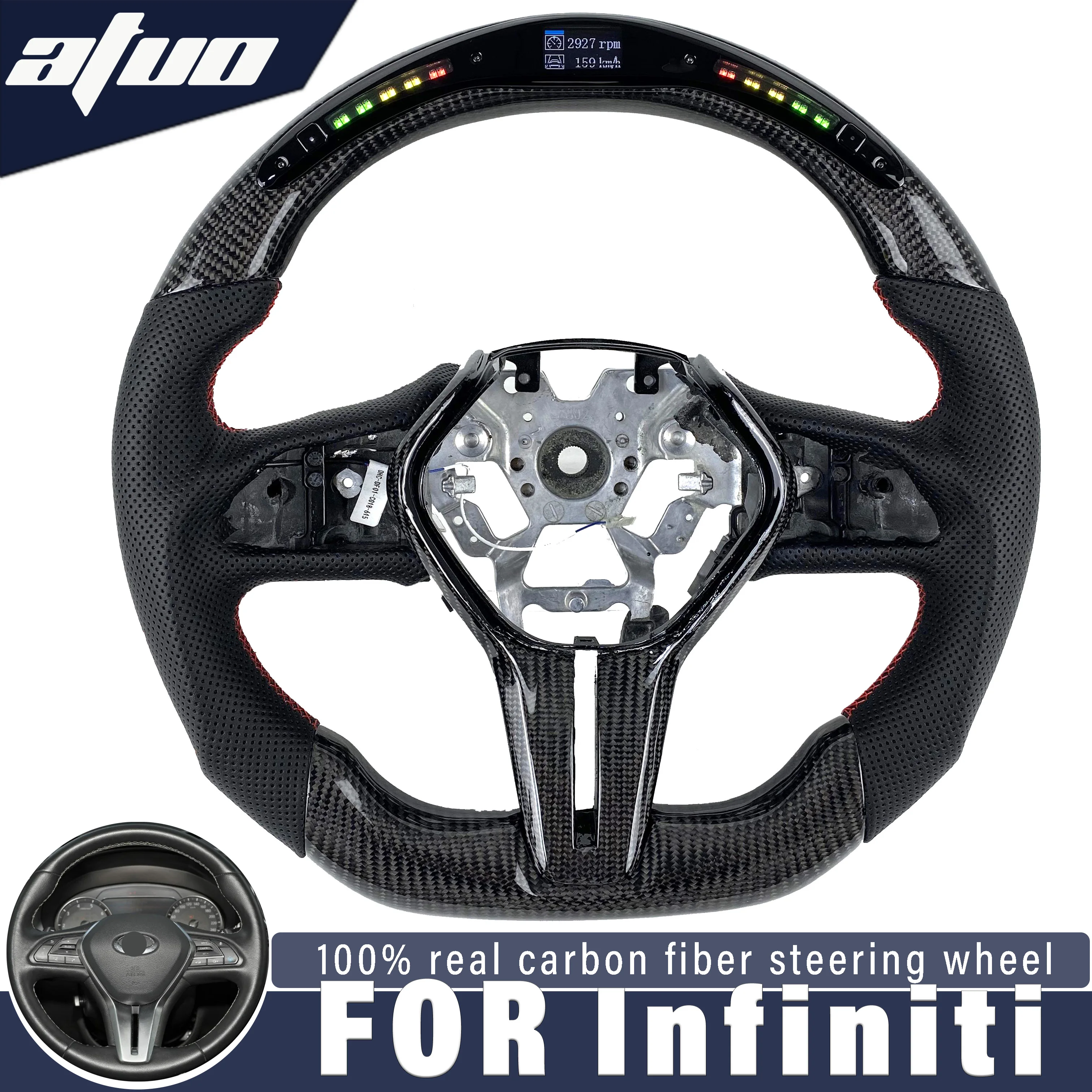 

For Infiniti G37 G35 qx50 qx30 Q70 Q50 Q60 custom carbon fiber steering wheel LED display perforated leather