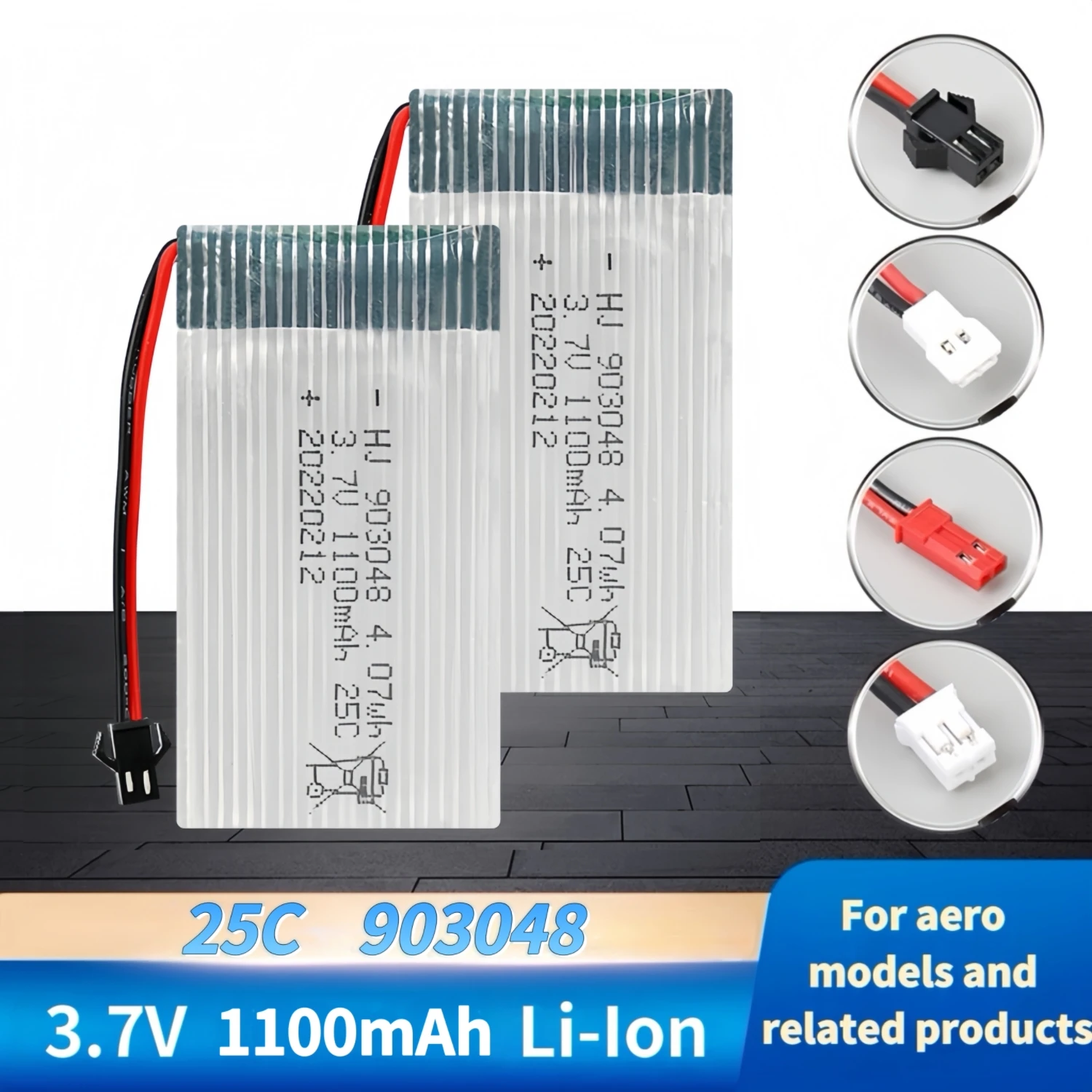 903048 Batteria per aereo modello 3.7V1100mAh Batteria Lipo Caricatore USB per F100 F110 H11D H11C MJX T04 T05 T25 M03 ‌ Modello drone X5SW