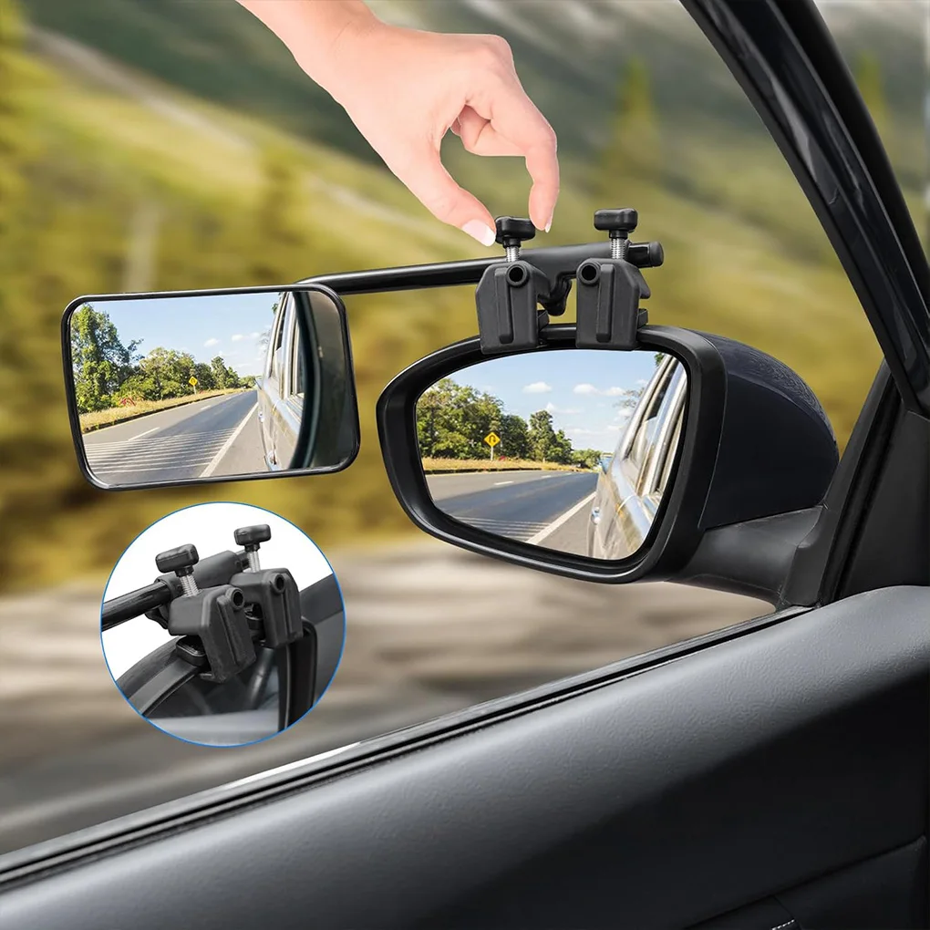 

2Pcs Universal Car Towing Mirrors Clip-On Wing Mirror Extensions with Clamps for Caravan Trailer Safe Rear View Tow Mirrors Pair