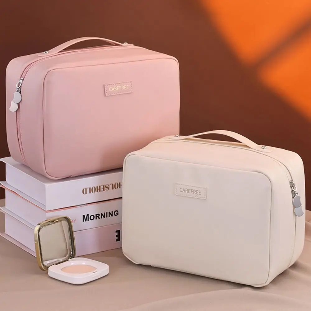 

Portable Women's Makeup Bag Waterproof Large Capacity Cosmetic Storage Bag Convenient Dual Zipper Makeup Brush Organizer