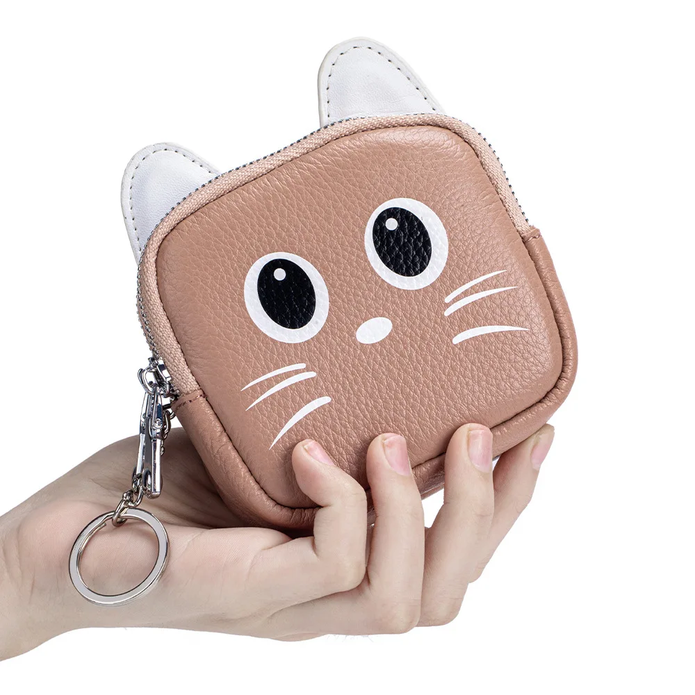 

Women's Small Wallet Mini Creative Cartoon Cat Coin Purse Funny Fashion Cute for Girls Cute Keychain Double Zippers Coin Purse