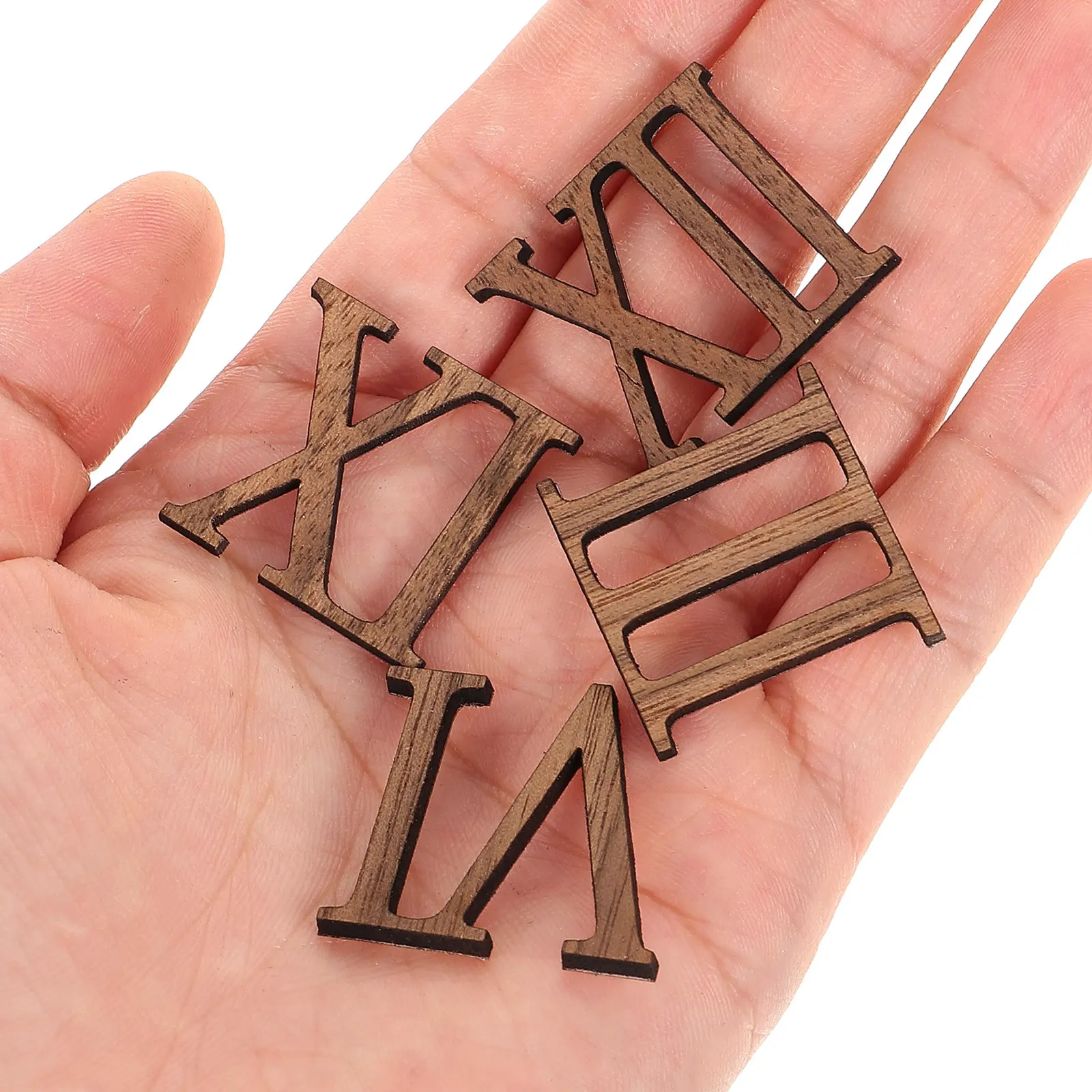 1Set Roman Numerals Wall Clock DIY Numbers Kit Wooden Replacement Clock Parts for Home Office Repair Accessories